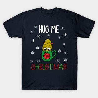 Hug Me It's Christmas - Small Christmas Cactus In Poinsettia Mug T-Shirt